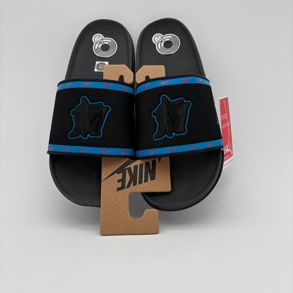 NWT Men's Size 10 Nike Off Court Miami Marlins Slip On Style Slides Sandals - Picture 2 of 8